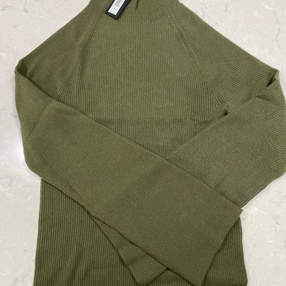 Banana Republic Mock Turtleneck Flare Sleeve Ribbed Sweater